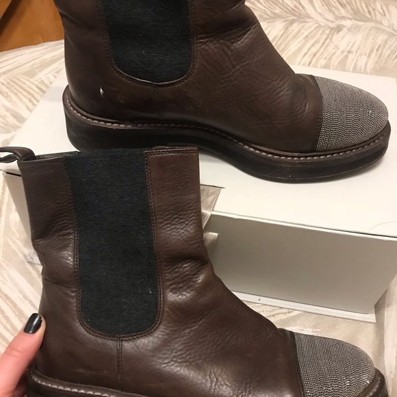 Boots Brown leather with silver chain - Picture 2 of 7